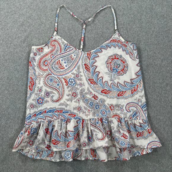 Abercrombie & Fitch Paisley Ruffle Hem Tank Top Size X-Small Strappy V-Neck - Picture 1 of 8